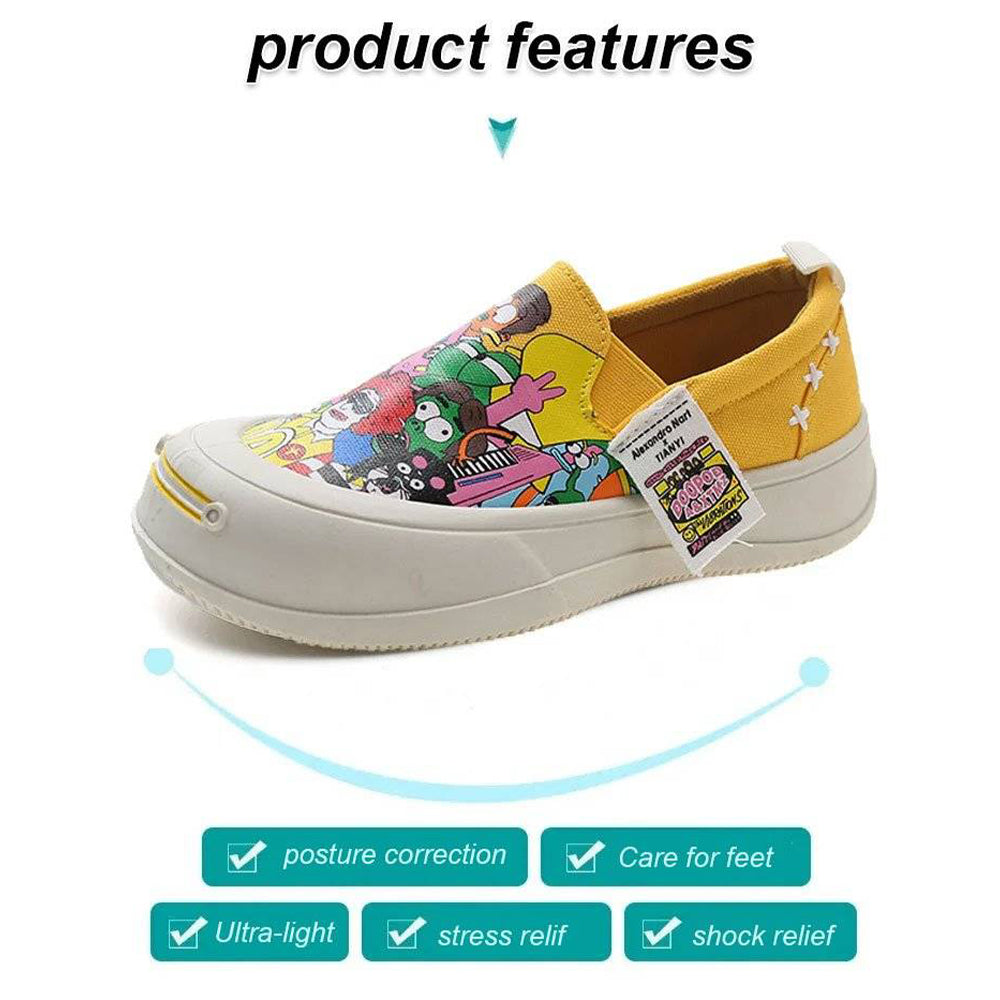 Thick-soled Slip-on Graffiti Canvas Casual Shoes mysite