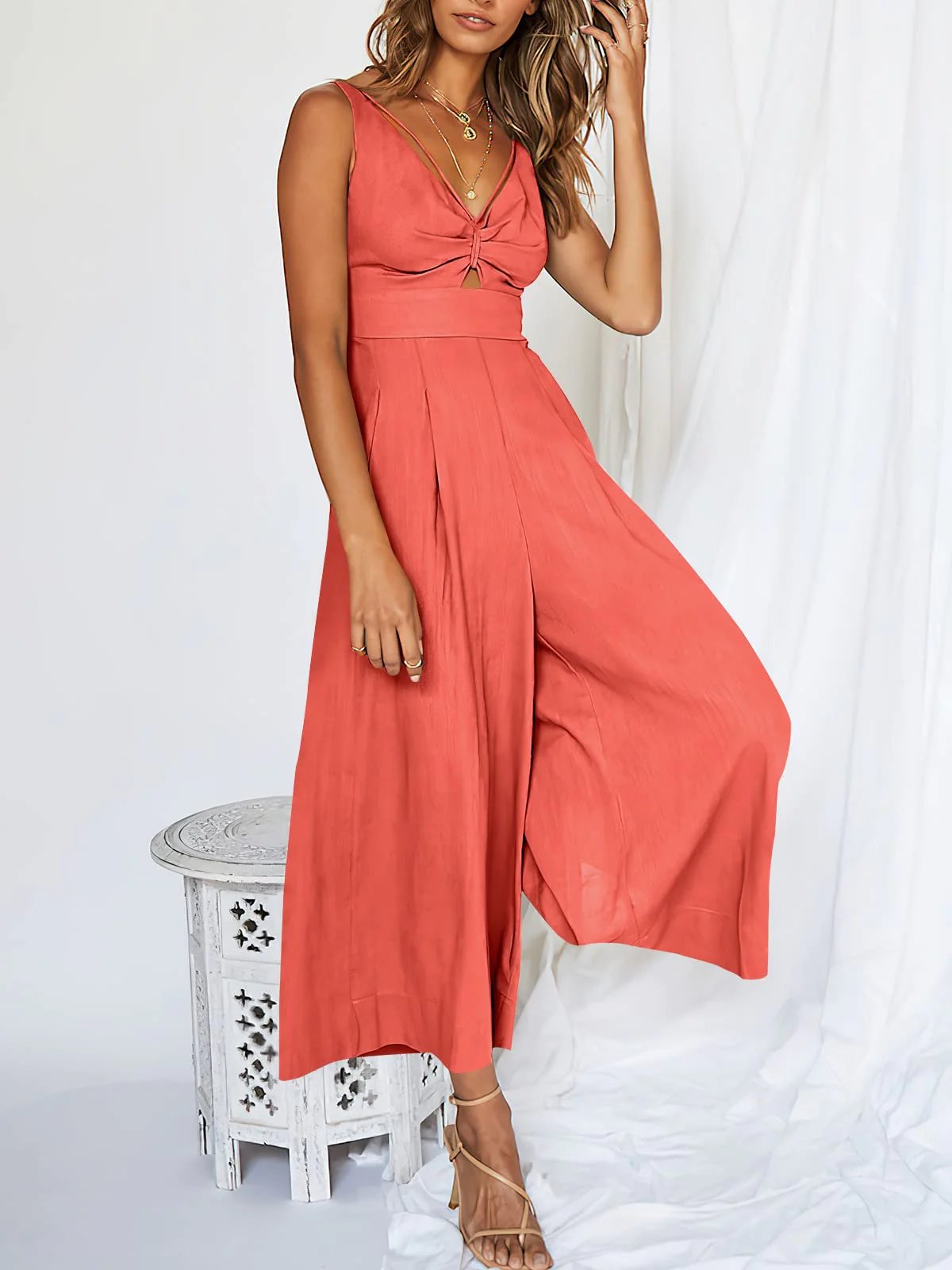 🔥Limited Time Hot Sale 🔥Hot Sales V Neck Cutout High-Waist Jumpsuits mysite