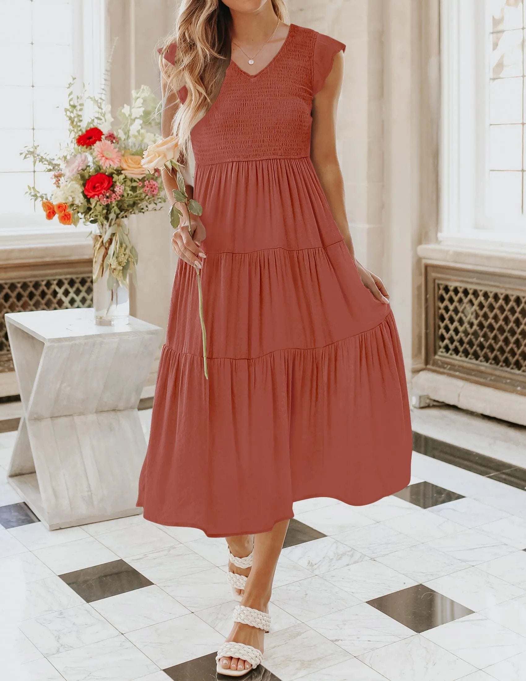 WOMEN'S SUMMER CASUAL FLUTTER SHORT MIDI DRESS 🔥 mysite