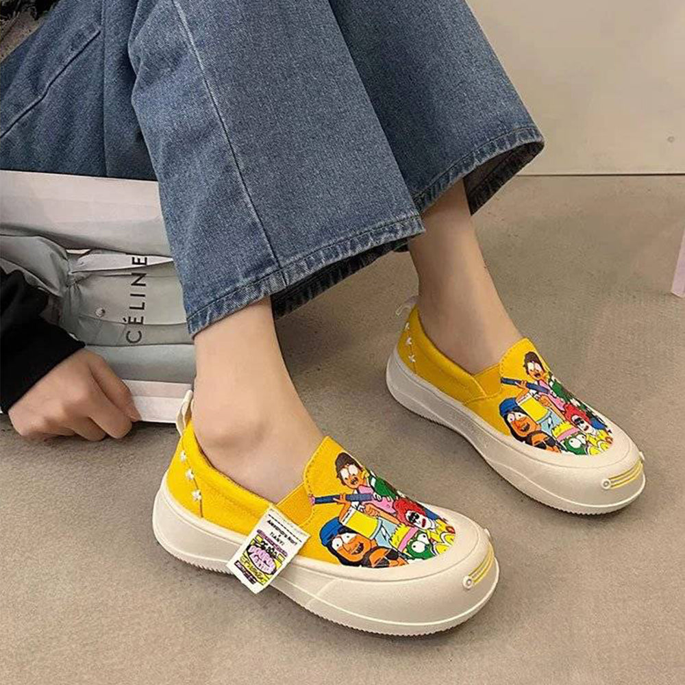 Thick-soled Slip-on Graffiti Canvas Casual Shoes mysite