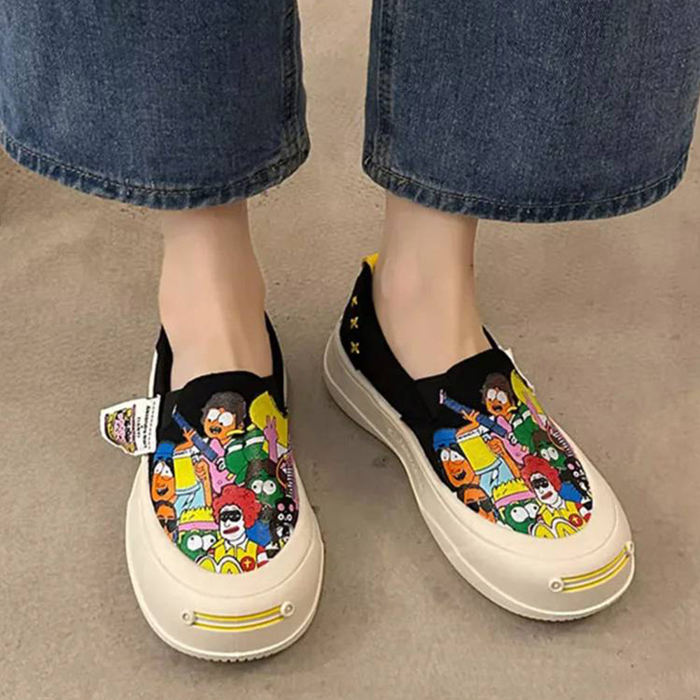 Thick-soled Slip-on Graffiti Canvas Casual Shoes mysite