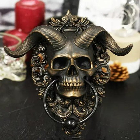 Baphomet Horned God Skull Hanging Door Knocker