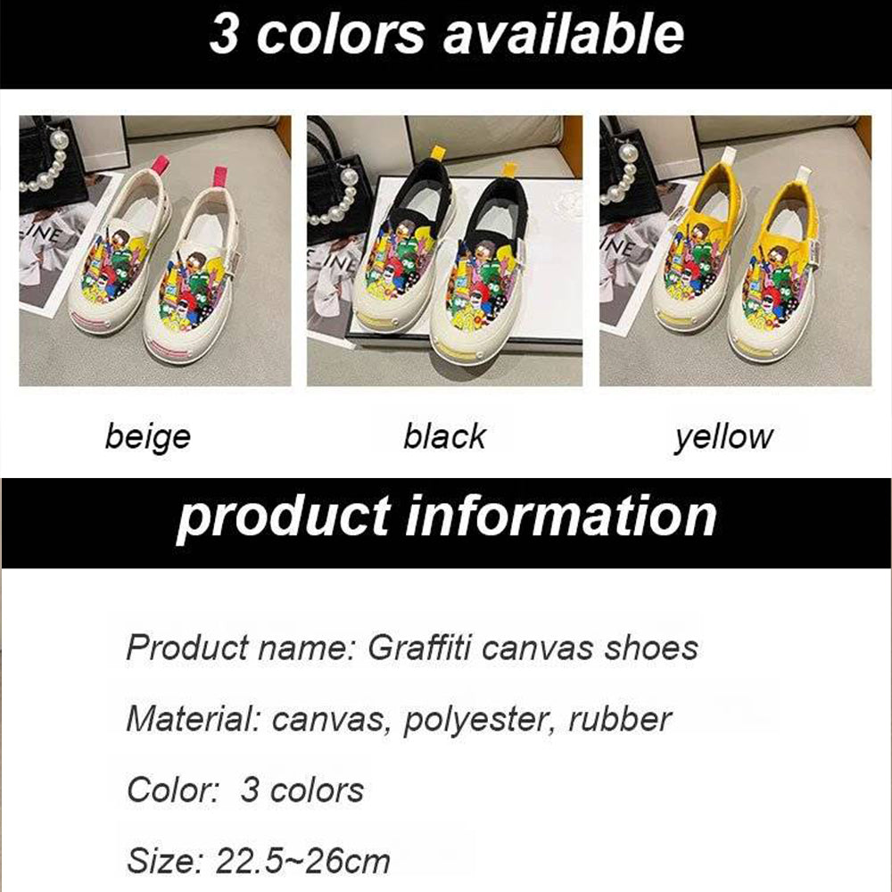 Thick-soled Slip-on Graffiti Canvas Casual Shoes mysite