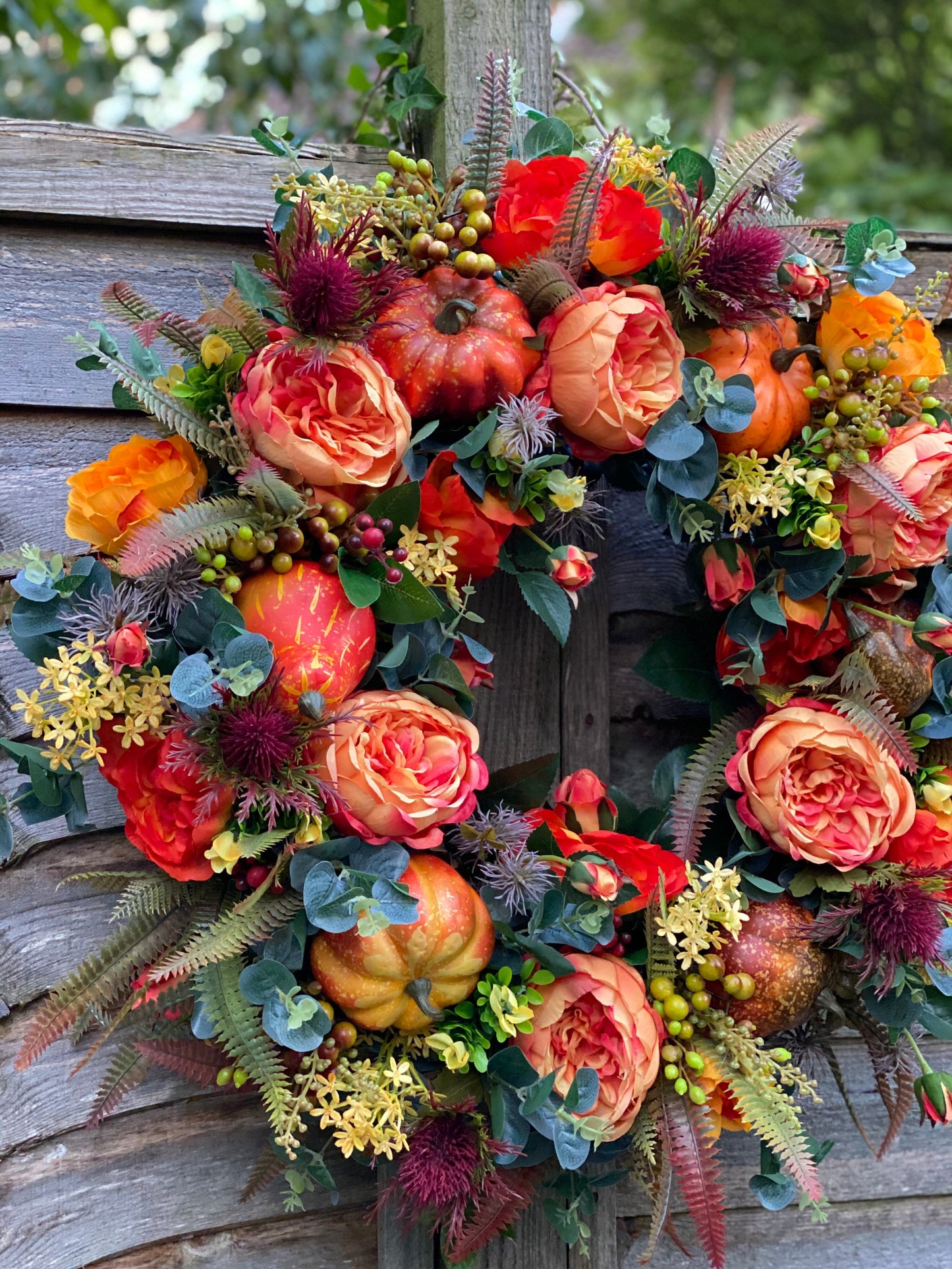 🔥Fall Peony and Pumpkin Wreath - Year Round Wreath