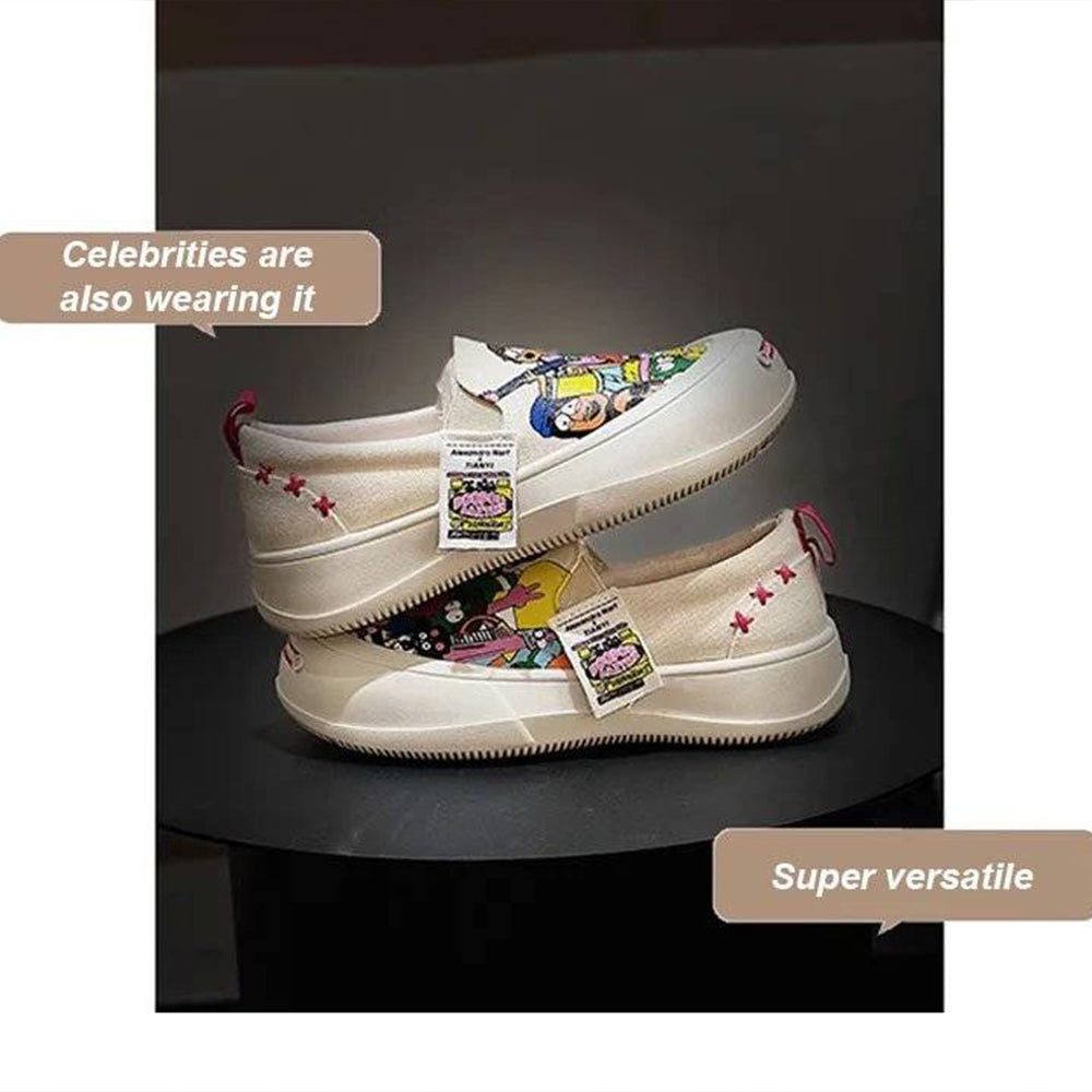 Thick-soled Slip-on Graffiti Canvas Casual Shoes mysite