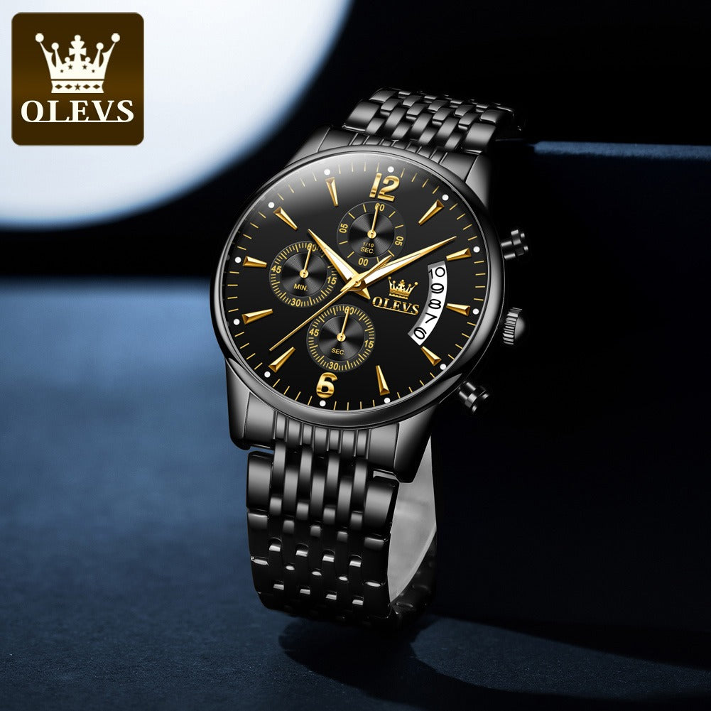 [OLEVS]Luxury Gold Three-eye Chronograph Dial Automatic Mechanical Watch mysite