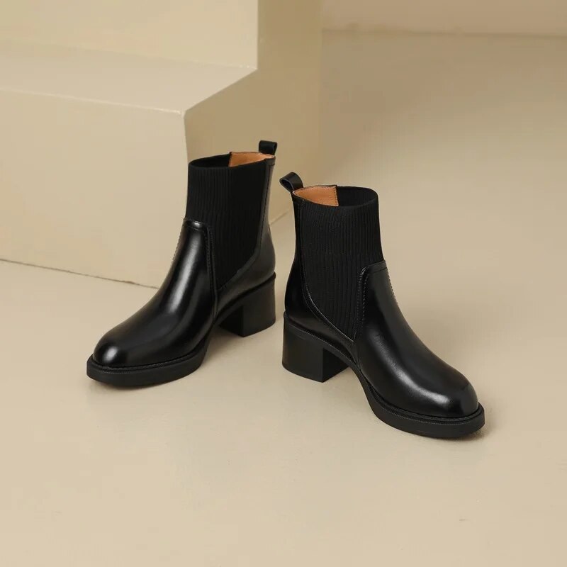 British style stretchy slim Martin boots sock boots