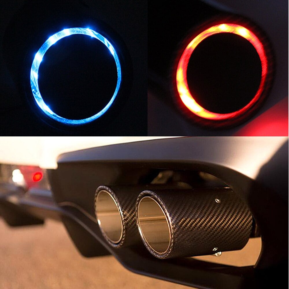 🚗LED Flaming Luminous Universal Car Modified Carbon Fiber Tail pipes💥 mysite