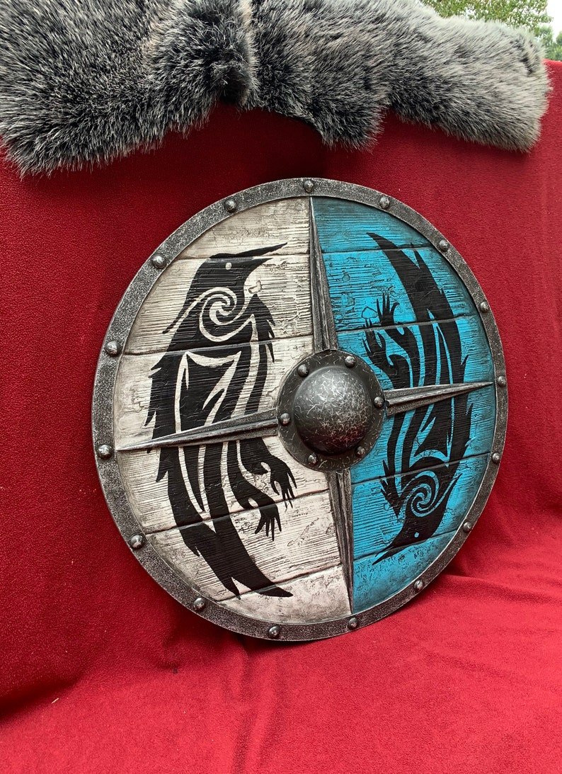 Eivor Valhalla Raven Battle Damaged Viking Wooden Shield 30CM