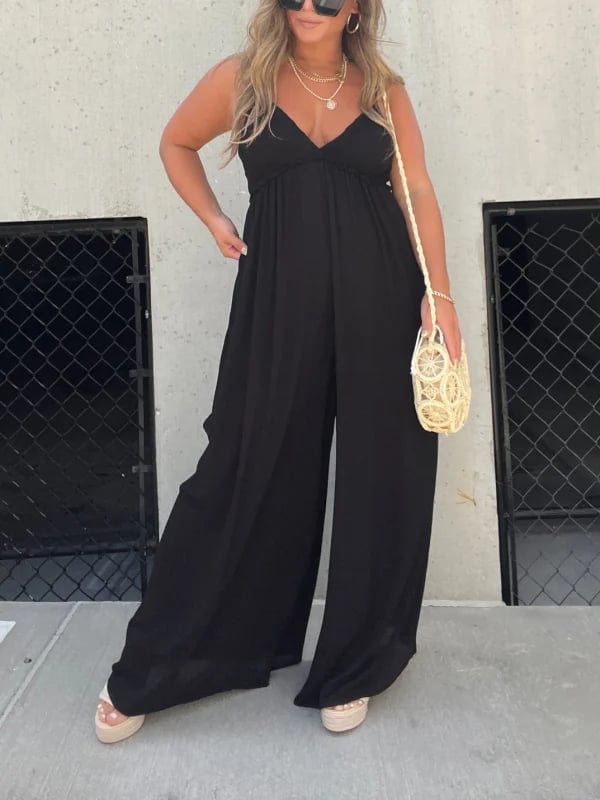 🔥V-Neck Effortless Wide Leg Jumpsuit mysite