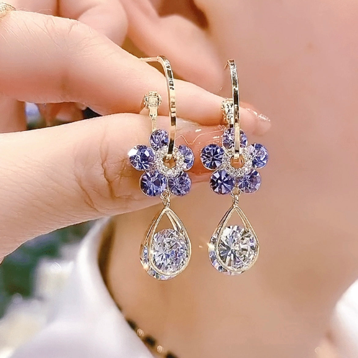 Fashion Flower Crystal Earrings mysite