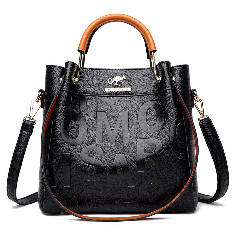 New arrival large capacity soft leather embossed shoulder bag mysite