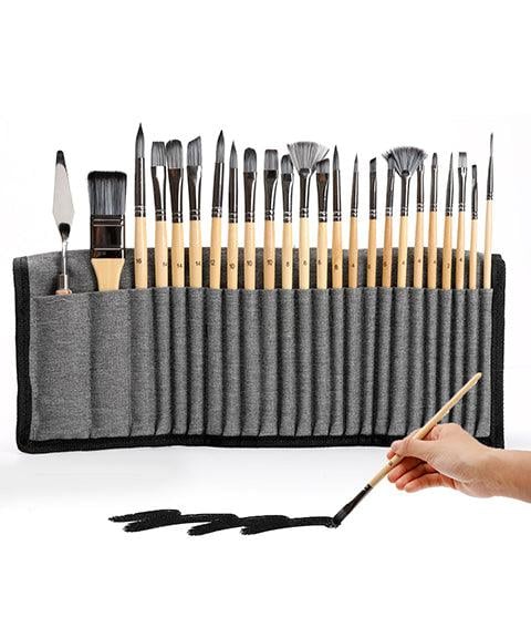Professional Art Brush With Natural Wood Handles Set Of 24