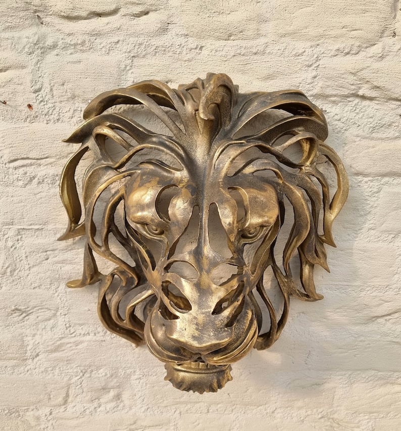 🦁Rare Find-Large Lion Head Wall Mounted Art Sculpture🎁 mysite