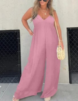 🔥V-Neck Effortless Wide Leg Jumpsuit mysite