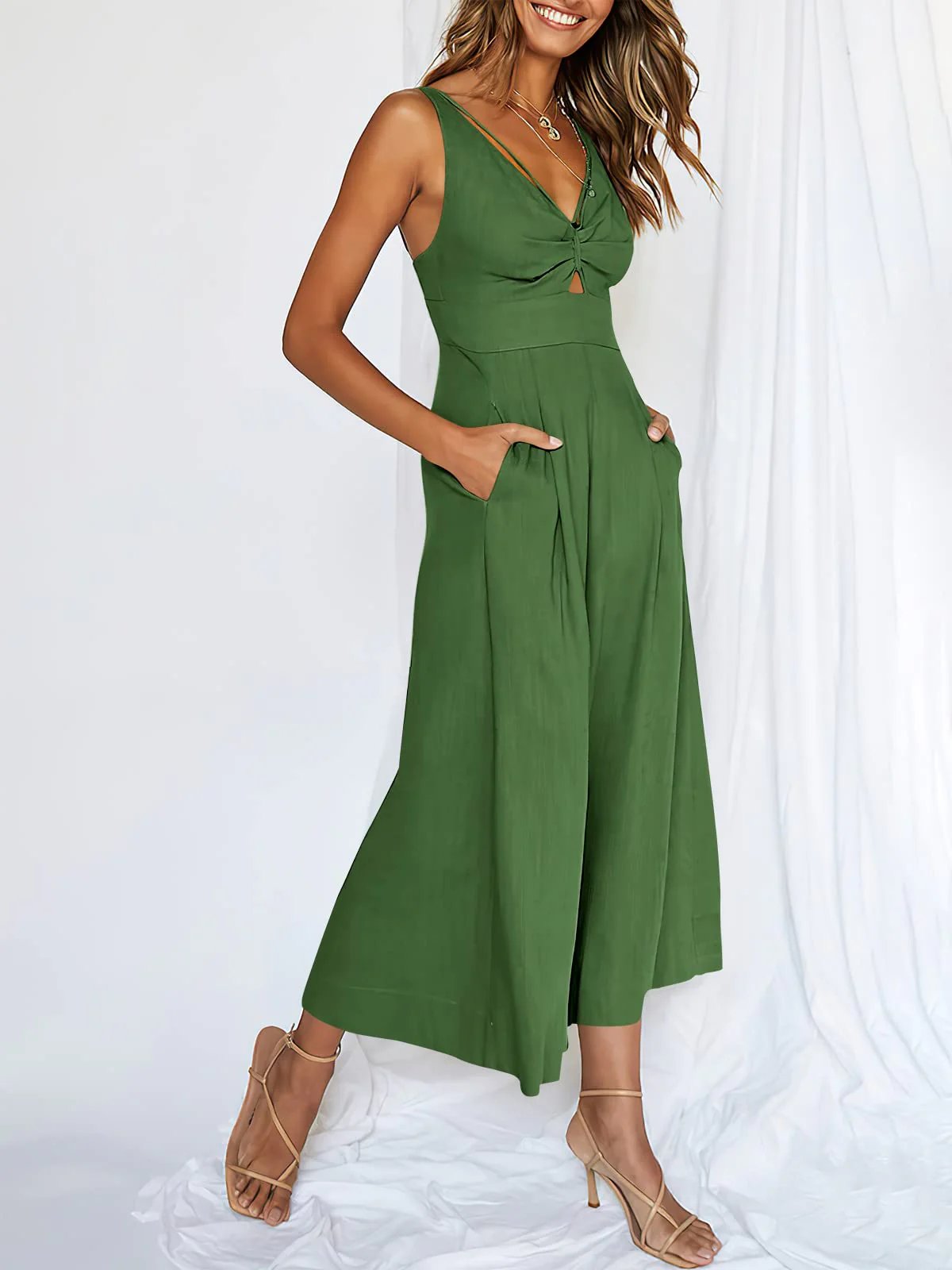 🔥Limited Time Hot Sale 🔥Hot Sales V Neck Cutout High-Waist Jumpsuits mysite