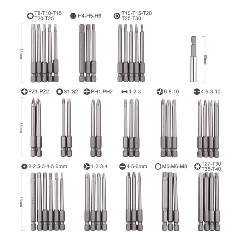 50 pieces of lengthened bits with different shapes mysite