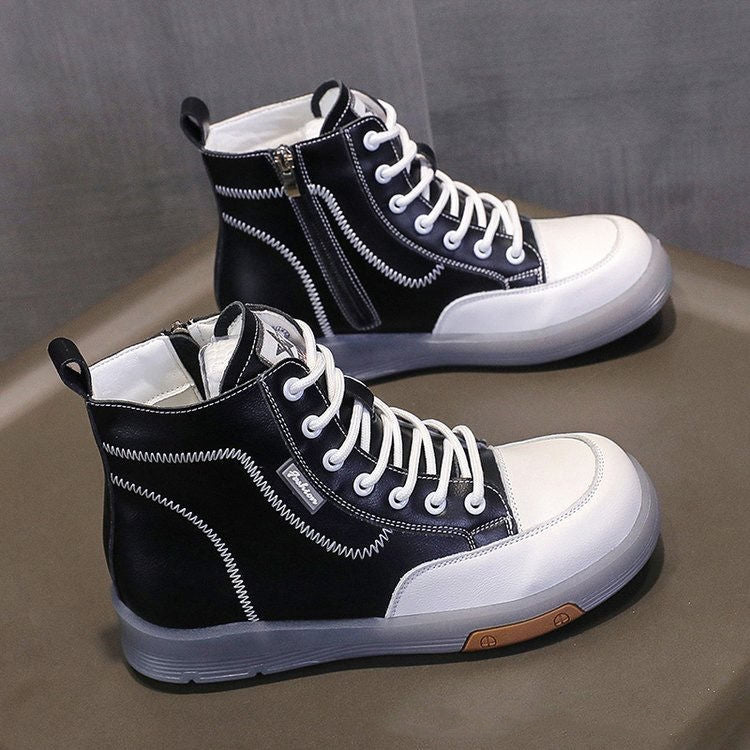 Trendy Leather Soft Sole High Top Shoes for Women