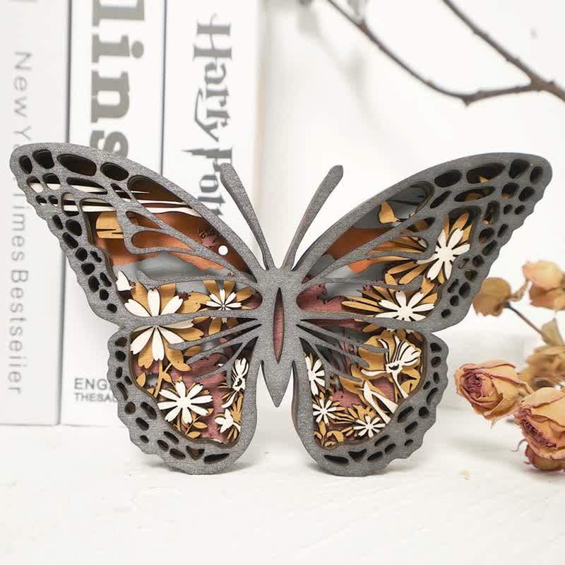 3D Wooden Carving Art Butterfly Wood Crafts Home Carving Decorations mysite