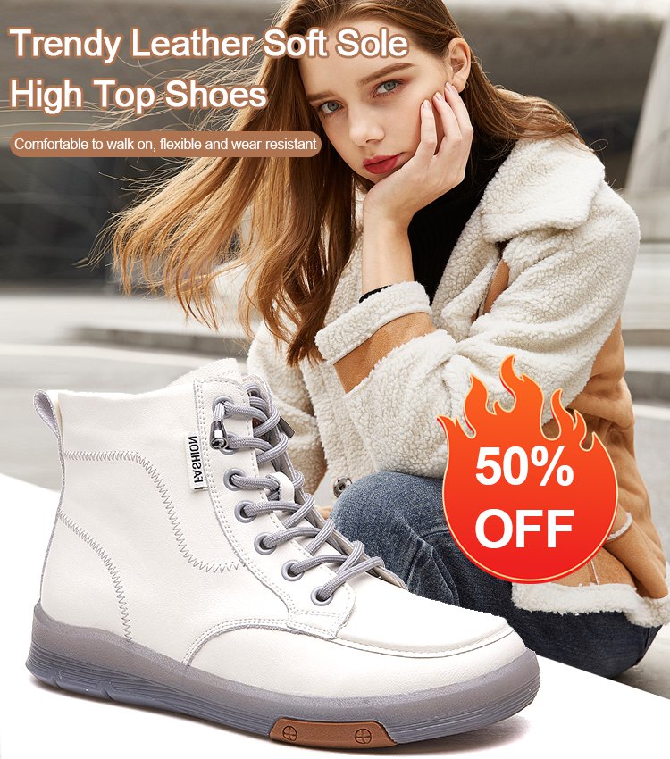 Trendy Leather Soft Sole High Top Shoes for Women mysite