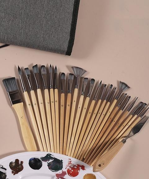 Professional Art Brush With Natural Wood Handles Set Of 24 mysite