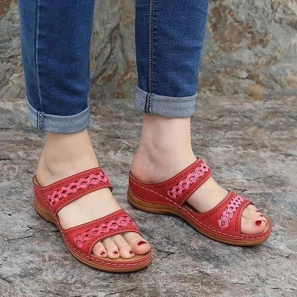 Premium Orthopedic Leather Embroidery Arch-Support Women Soft footbed ...
