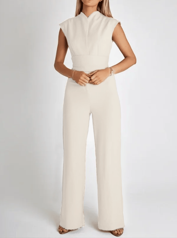 Solid Color Fashion Sexy Sleeveless Slim Wide Leg Jumpsuit mysite