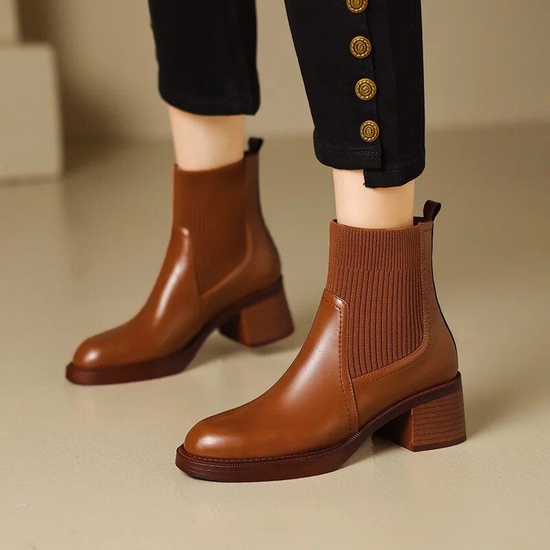 British style stretchy slim Martin boots sock boots