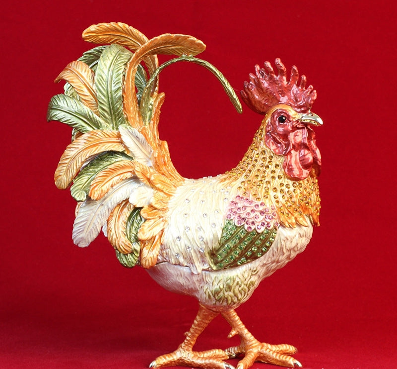 Pure Handmade Metal Enamel Color Craft Lucky Chicken Storage Box Jewelry Box mysite