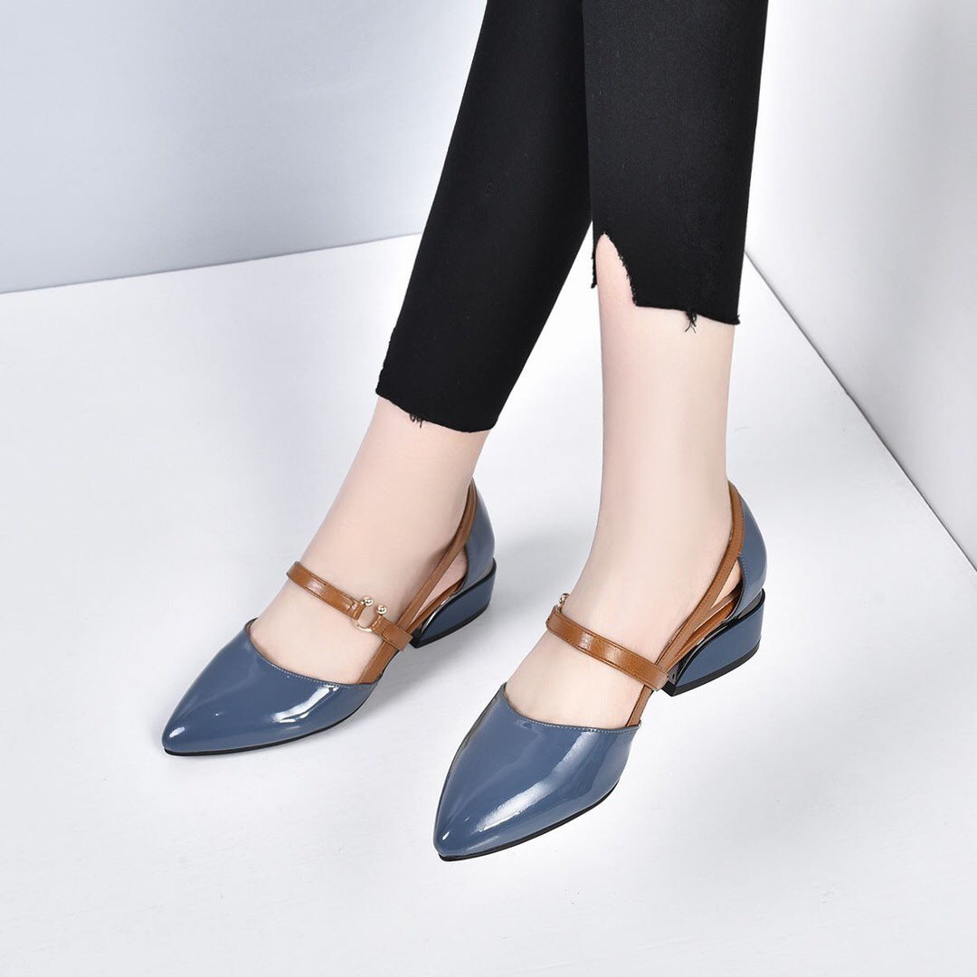 (flash sale)2022 Spring and summer leather casual shoes  and  new belt buckle solid color plus size women's sandals
