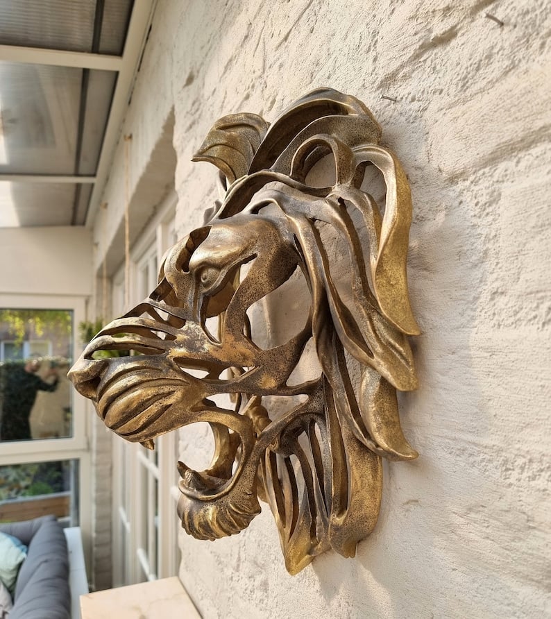 🦁Rare Find-Large Lion Head Wall Mounted Art Sculpture🎁 mysite