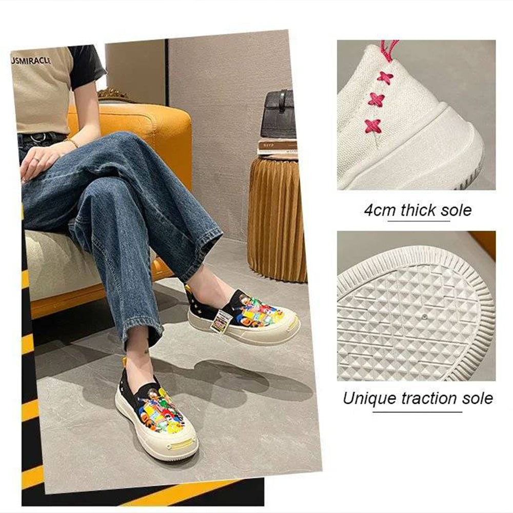 Thick-soled Slip-on Graffiti Canvas Casual Shoes mysite