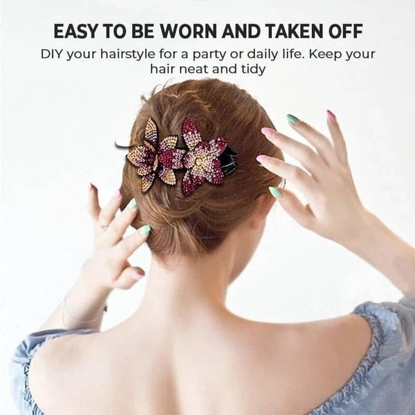 (🍀SPRING HOT SALE🍀)Rhinestone Double Flower Hair Clip mysite