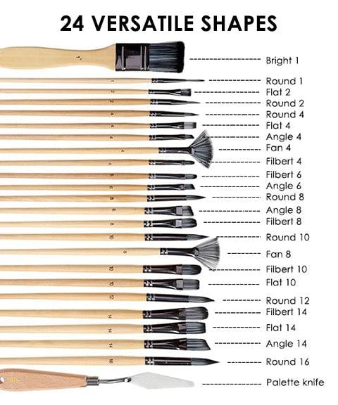 Professional Art Brush With Natural Wood Handles Set Of 24 mysite