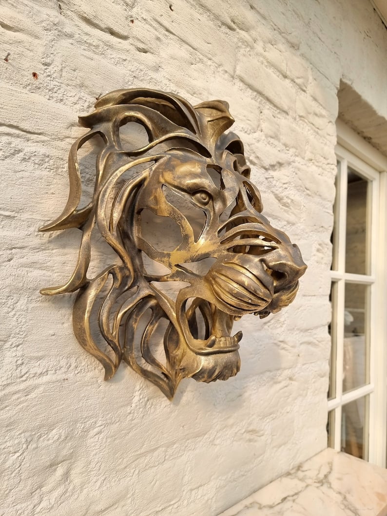 🦁Rare Find-Large Lion Head Wall Mounted Art Sculpture🎁 mysite