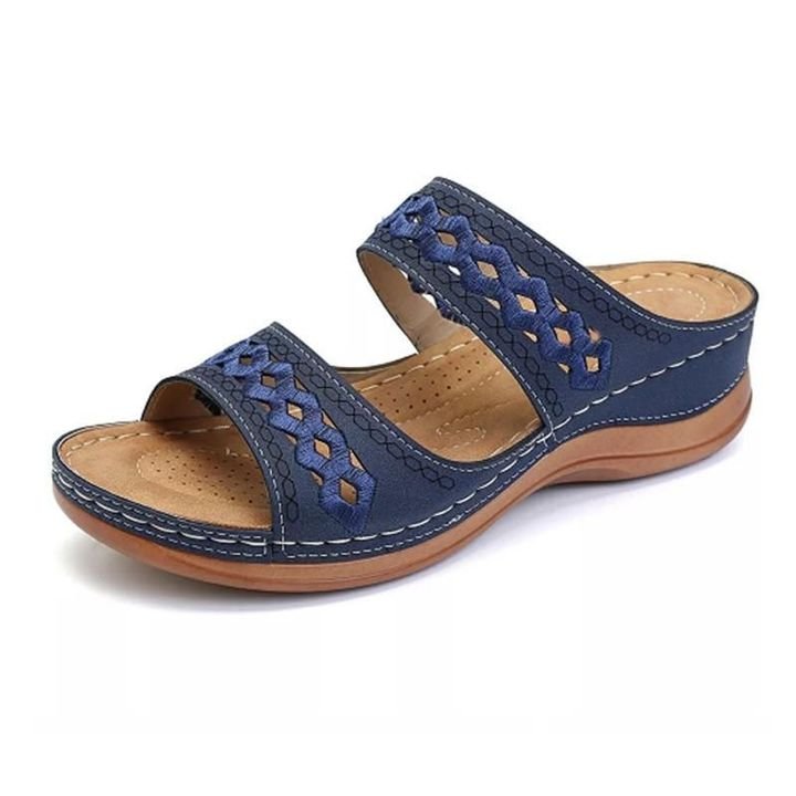 Premium Orthopedic Leather Embroidery Arch-Support Women Soft footbed Sandals mysite