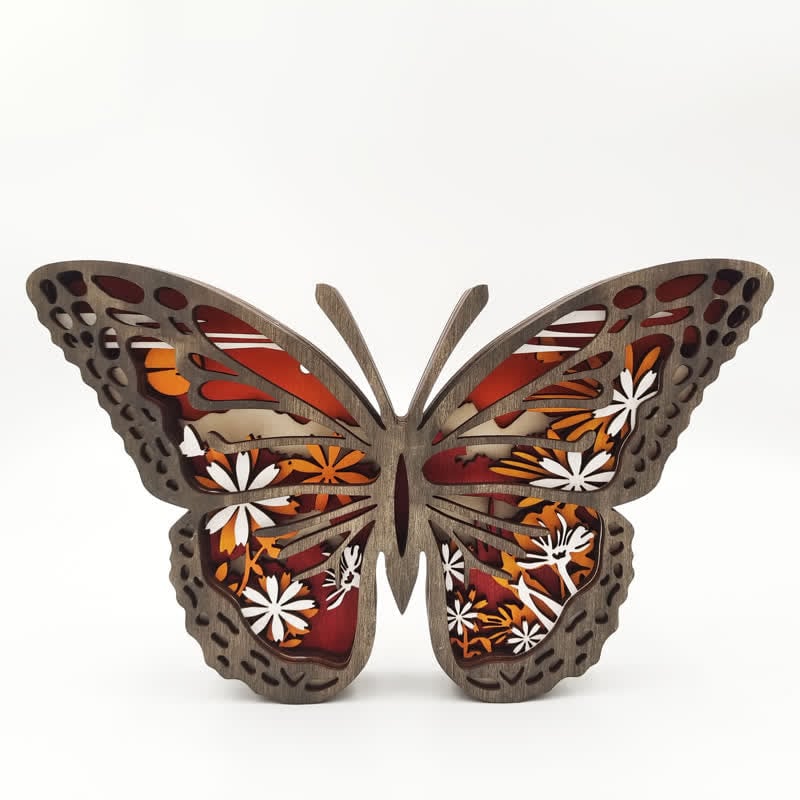 3D Wooden Carving Art Butterfly Wood Crafts Home Carving Decorations