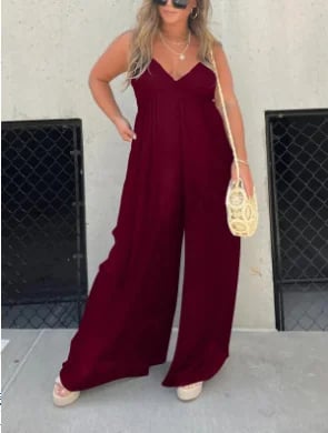 🔥V-Neck Effortless Wide Leg Jumpsuit mysite