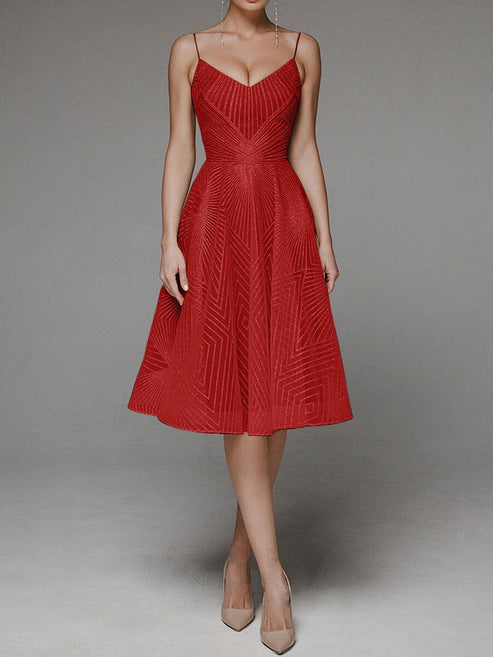 Sexy A-line Dress with V-neck and V-neck – uber7