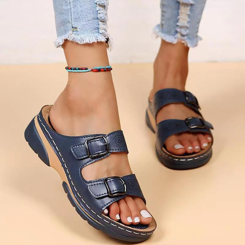 New Plus Size Stylish Buckle Wedge Sandals mysite