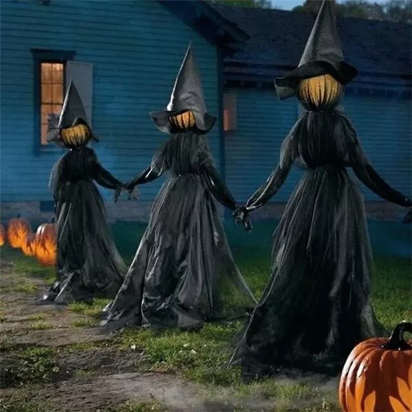 🔥HOT SALE 👻Happy Halloween👻Lighted Halloween Triplets Witch Decoration Set mysite