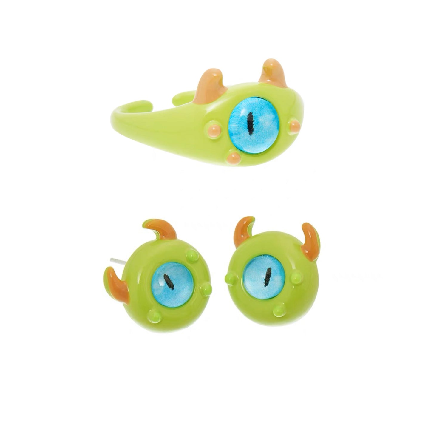 💐Funny Cat Monster Ring Earrings Set💝