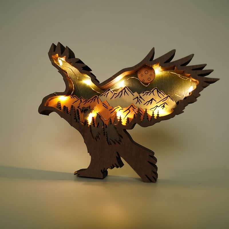 3D Hand Carved Wooden Eagle Decoration Wood Carved Art Flying Eagle Statue Artwork mysite