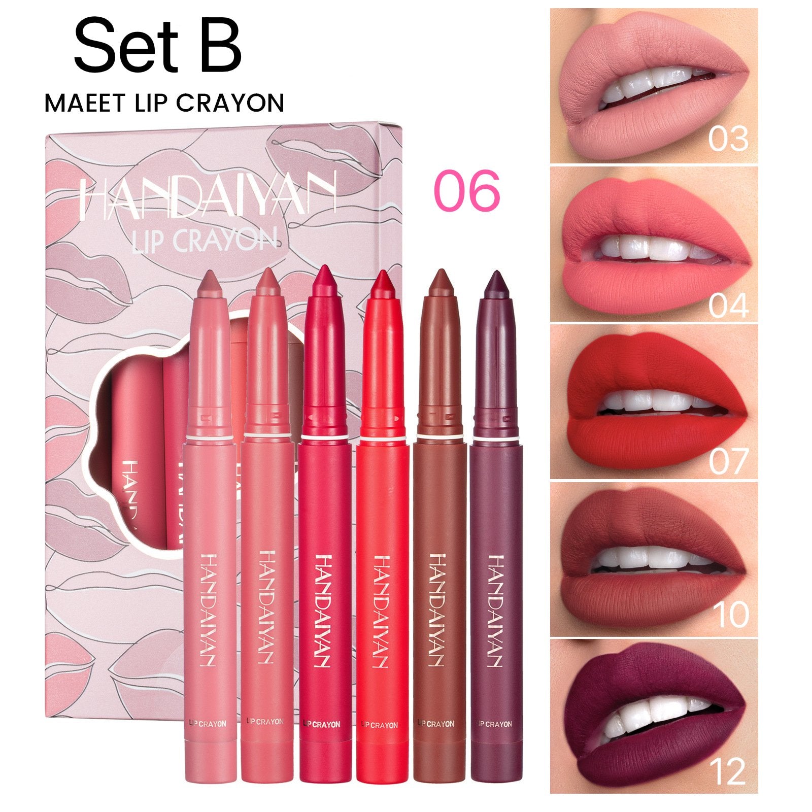 12 Color Rotating Sharpenable Matte Lipstick Pencils mysite