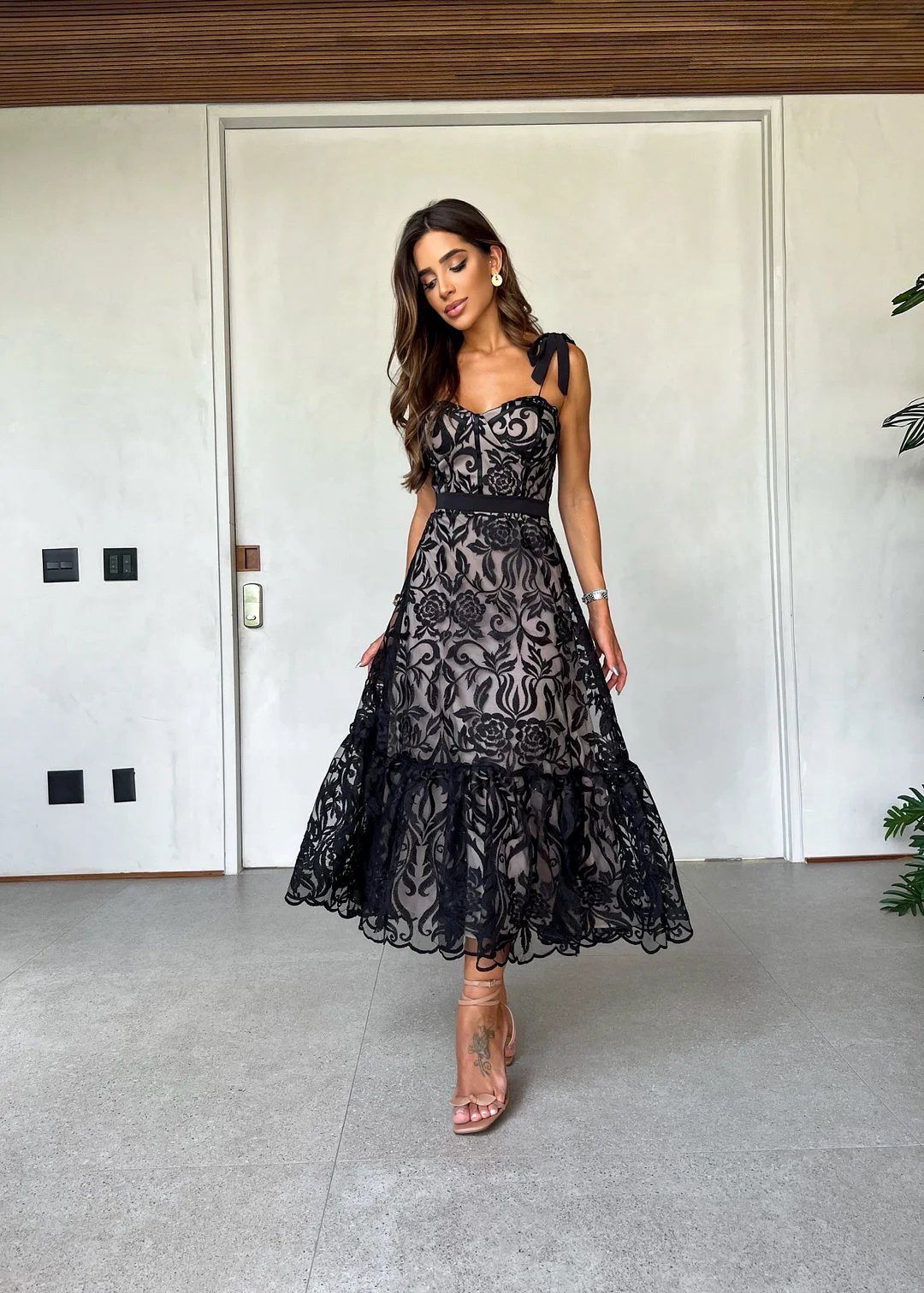 HOT SALE ✨ Black Printed Sleeveless Midi Dress - Buy two and get free shipping! mysite