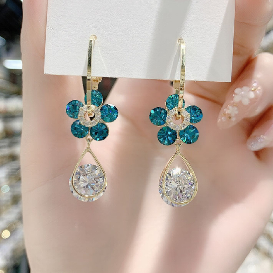 Fashion Flower Crystal Earrings mysite