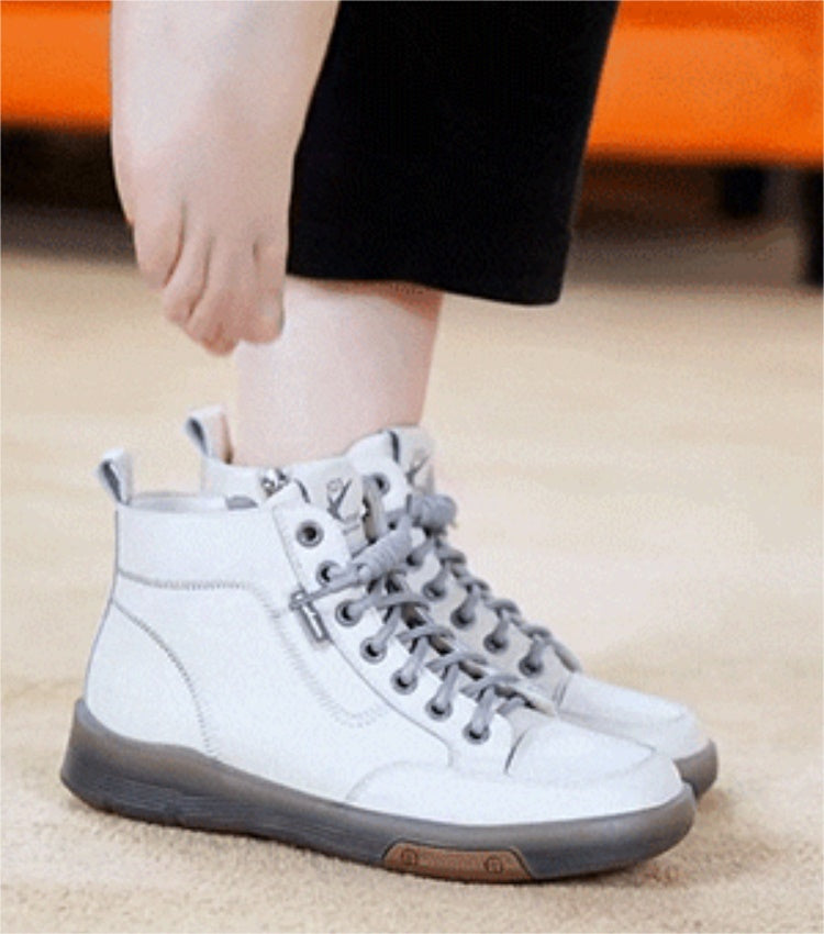 Trendy Leather Soft Sole High Top Shoes for Women mysite