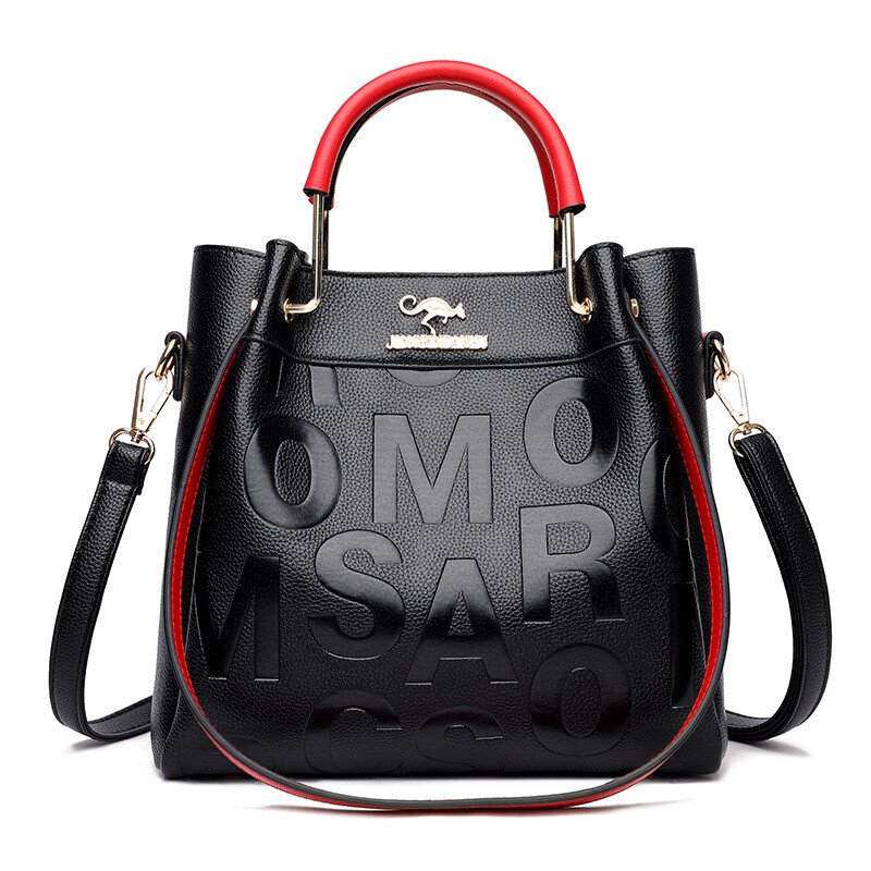 New arrival large capacity soft leather embossed shoulder bag mysite