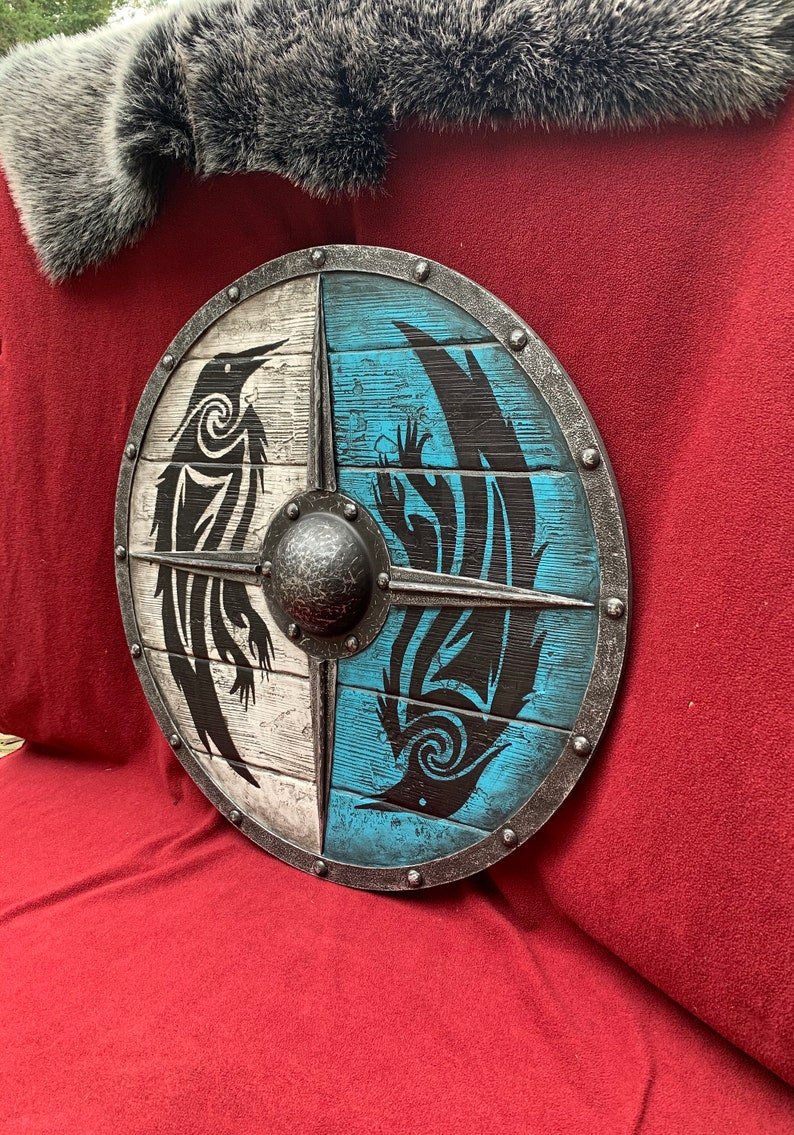 Eivor Valhalla Raven Battle Damaged Viking Wooden Shield 30CM mysite