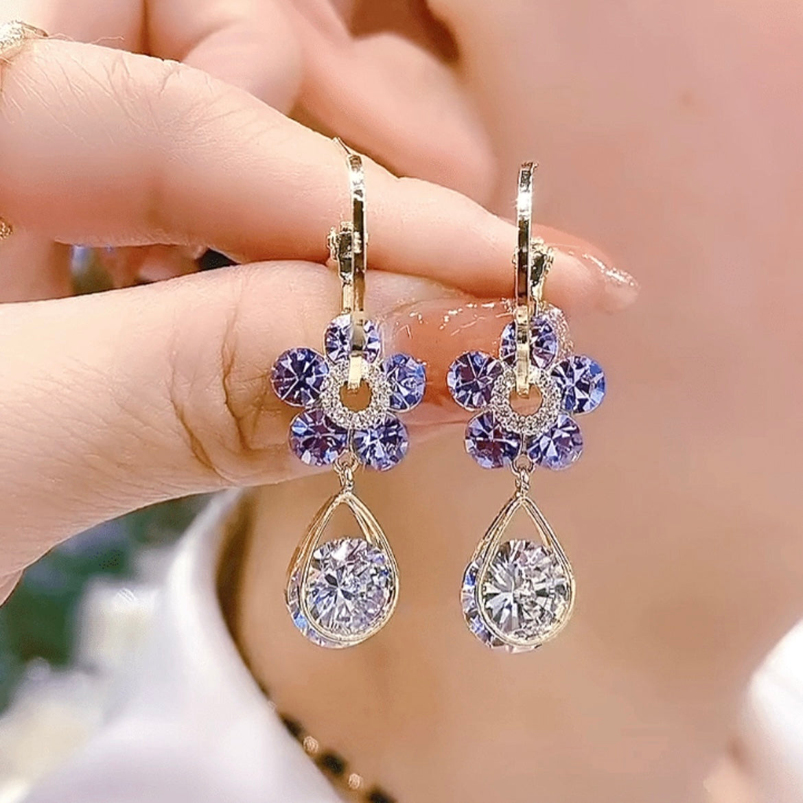 Fashion Flower Crystal Earrings mysite